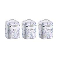 Laura Ashley 3pc Elveden Tea Coffee Sugar Canister Set Wild Meadow 200ml BB25LAWM