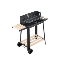 Lenoxx Charcoal Grill BBQ with Manual Rotisserie Stick on Trolley Stand BQ260