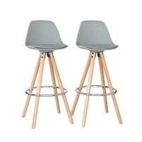LENOXX SET OF 2 BAR STOOLS,  COMFORTABLE PADDED SEAT WITH BACK, METAL FOOD REST, MODERN LOOK, MEAS 40 X 40 X 95CM, MAX WEIGHT CAPACITY 120KGS.