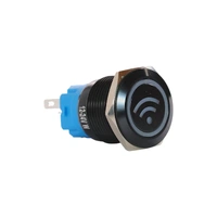 19mm WIFI White Push Button Switch - Black Anodised Finish - 12-24V BUT-CUSTOM-WIFI-BLK-WHT