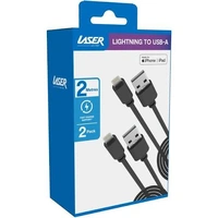 Laser 2m MFi Lightning to USB-A Cable 2 Pack Black/Black CB-MFIA2BB2-L