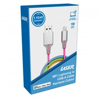 Laser 1m MFi Lightning to USB-A Cable Rainbow Colour CB-MFIARB1-L