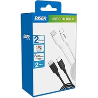 Laser 2m USB-C to USB-C Charging Cable Black/White CB-UC2BW4-177