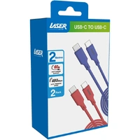 Laser 2m USB-C to USB-C Charging Cable Red/Blue CB-UC2RB2-153