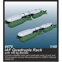 CMK 1/48 IAF Quadruple Rack with 100 kg Bombs  (2 pcs.) / for SMB-2 Sa'ar and Mirage III kits