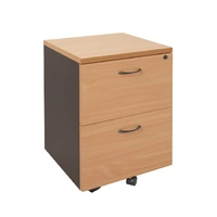 Mobile Pedestal - 2 File Drawers - Beech Melamine and Ironstone CMP2F-B-I