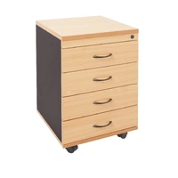 Mobile Pedestal - 4 Personal Drawers - Beech Melamine and Ironstone CMP4D-B-I