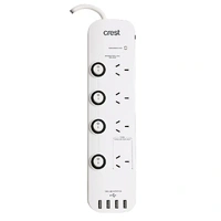 Crest Power Board 4 Sockets Switched 4 USB 1.2m