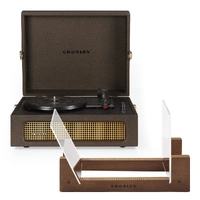 Crosley Voyager Bluetooth Portable Turntable - Cocoa + Bundled Crosley Record Storage Display Stand