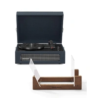 Crosley Voyager Bluetooth Portable Turntable + Bundled Crosley Record Storage Display Stand - Navy