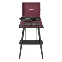 Crosley Voyager Bluetooth Portable Turntable + Entertainment Stand Bundle  - Burgundy