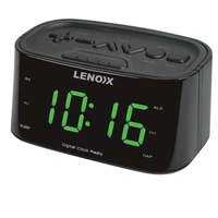 LENOXX USB CHARGER FOR ALL SMART PHONES, 1.2" NUMBER DISPLAY CLOCK RADIO  , FM RADIO, BLACK CLOCK - GREEN LED