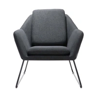 Cardinal Single Arm Chair - Charcoal Fabric Upholstery/Black Powdercoat Solid Tube Frame CSA-C457