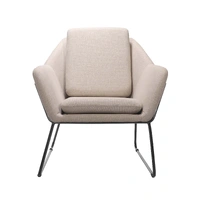 Cardinal Single Arm Chair - Stone Fabric Upholstery/Black Powdercoat Solid Tube Frame CSA-ST102