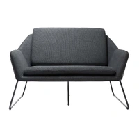 2 Seater Cardinal Lounge Chair - Charcoal Fabric Upholstery/Black Powdercoat Solid Tube Frame CSA2SE-C457