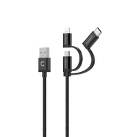 Cygnett Essentials Braided 3-in-1 Cable - 1M Black CY3571COCAB