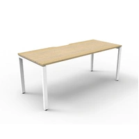 Deluxe Rapid Infinity 1 Person Single Sided Workstation - No Screen - Natural Oak Melamine and White Powder Coat D-IPLS1P1275-NO-WS