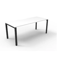 Deluxe Rapid Infinity 1 Person Single Sided Workstation - No Screen - Natural White Melamine and Black Powder Coat D-IPLS1P1275-NW-BL