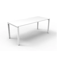 Deluxe Rapid Infinity 1 Person Single Sided Workstation - No Screen - Natural White Melamine and White Powder Coat D-IPLS1P1275-NW-WS