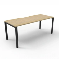 Deluxe Rapid Infinity 1 Person Single Sided Workstation - No Screen - Natural Oak Melamine and Black Powder Coat D-IPLS1P1575-NO-BL