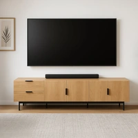 Tauris Dallas TV Unit Tall Ready To Assemble Red Oak 2200x415x570mm