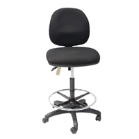 Commercial Grade Medium Back Drafting Chair - Black Fabric EC070BM-DRAFTING