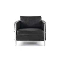Eclipse Single Seater Lounge - Chrome Wrap Around Frame with Black PU Leather Upholstery ECLIP-1-BPU