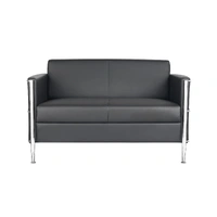 Eclipse Two Seater Lounge - Chrome Wrap Around Frame with Black PU Leather Upholstery ECLIP-2-BPU