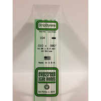 Evergreen White Polystyrene Strip 0.010 x 0.080 x 14" / 0.25mm x 2mm x 36cm (10)