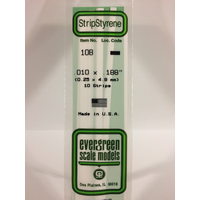 Evergreen White Polystyrene Strip 0.010 x 0.188 x 14" / 0.25mm x 4.8mm x 36cm (10)