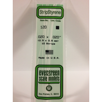 Evergreen White Polystyrene Strip 0.020 x 0.020 x 14" / 0.51mm x 0.51mm x 36cm (10)