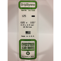 Evergreen White Polystyrene Strip 0.020 x 0.100 x 14" / 0.51mm x 2.5mm x 36cm (10)