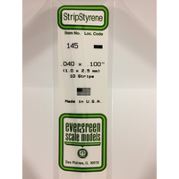 Evergreen White Polystyrene Strip 0.040 x 0.100 x 14" / 1mm x 2.5mm x 36cm (10)