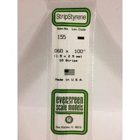 Evergreen White Polystyrene Strip 0.060 x 0.100 x 14" / 1.5mm x 2.5mm x 36cm (10)