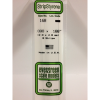 Evergreen White Polystyrene Strip 0.080 x 0.188 x 14" / 2mm x 4.8mm x 36cm (8)