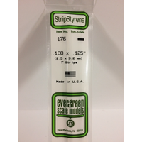 Evergreen White Polystyrene Strip 0.100 x 0.125 x 14" / 2.5mm x 3.2mm x 36cm (7)