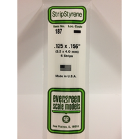 Evergreen White Polystyrene Strip 0.125 x 0.156 x 14" / 3.2mm x 4mm x 36cm (6)