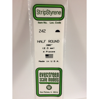 Evergreen White Polystyrene Half Round 0.080 x 14" / 2mm x 36cm (4)