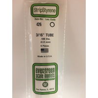 Evergreen White Polystyrene Round Tube 0.188 x 24" / 4.8mm x 61cm (6)