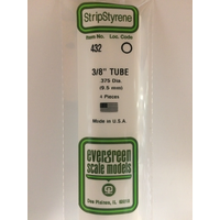 Evergreen White Polystyrene Round Tube 0.375 x 24" / 9.5mm x 61cm (4)