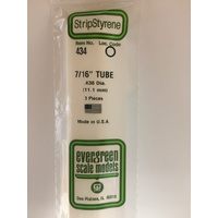 Evergreen White Polystyrene Round Tube 0.438 x 24" / 11.1mm x 61cm (3)