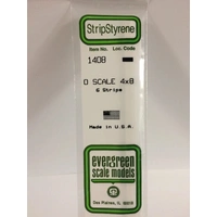 Evergreen White Polystyrene O-Scale Strip 0.083 x 0.167 x 14" / 2.1mm x 4.2mm x 36cm (6)