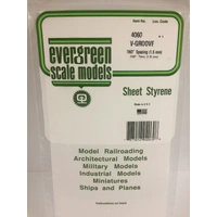 Evergreen White Polystyrene V-Groove Siding Sheet 0.060 x 6 x 12" / 1.5mm x 15cm x 30cm (1)
