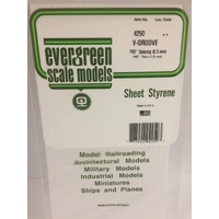 Evergreen White Polystyrene V-Groove Siding Sheet 0.250 x 6 x 12" / 6.4mm x 15cm x 30cm (1)