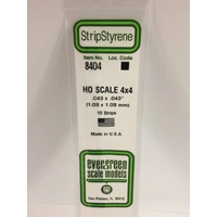Evergreen White Polystyrene HO Scale Strip 0.046 x 0.046 x 14" (10)