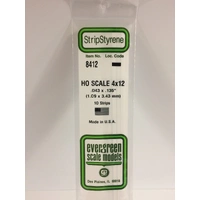 Evergreen White Polystyrene HO Scale Strip 0.046 x 0.138 x 14" (10)