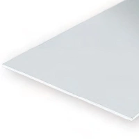 Evergreen White Polystyrene Sheet 0.030 x 11 x 14" / 0.76mm x 28cm x 36cm (8)