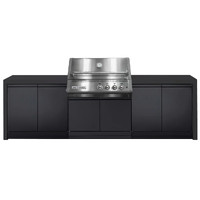 Crossray Xplor Silver Outdoor Kitchen with 4 Burner Built-In Gas BBQ and Black Sintered Stone Benchtops GD4KB-07