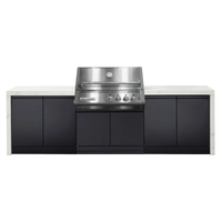 Crossray Xplor Silver Outdoor Kitchen with 4 Burner Built-In Gas BBQ and White Sintered Stone Benchtops GD4KW-01