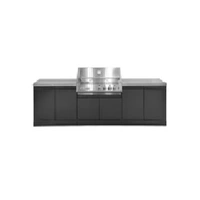 Crossray XPlor Silver 4B BBQ Kitchen 2x Double Side Cabinets 2x Flat Benchtops Grey Sintered Stone GD4SSKG-01
